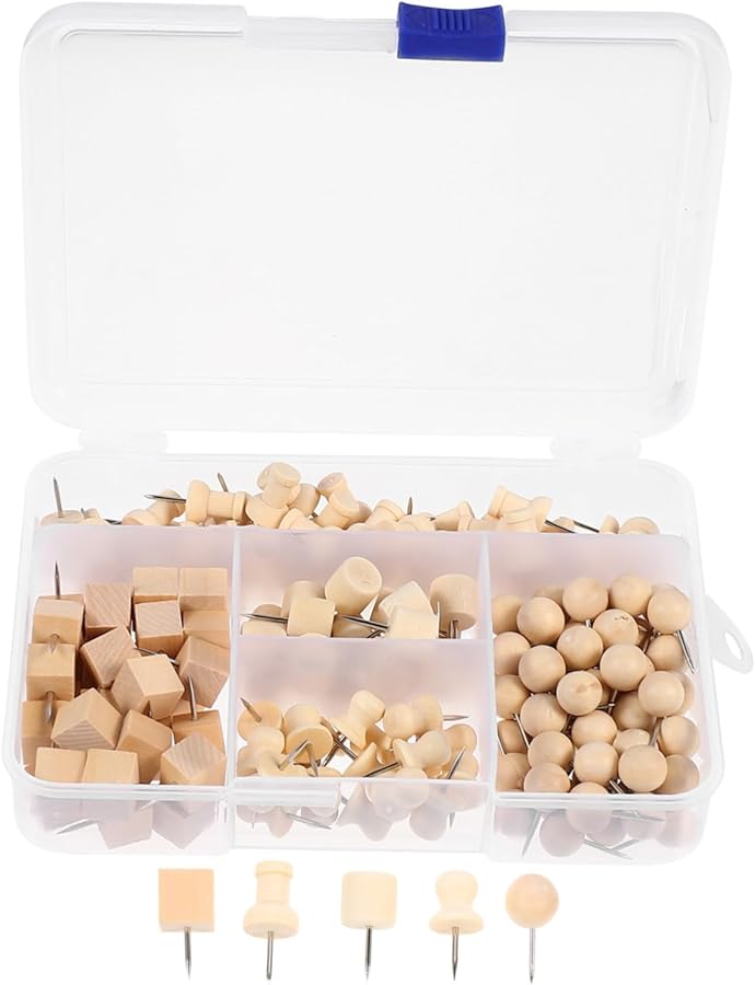 Wooden Map Push Pins Creative Elegant Bulletin Board Tacks for Office Cork Board - Image 1